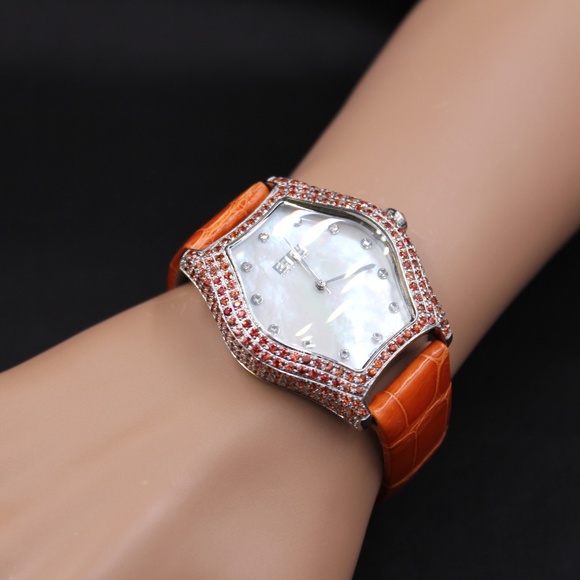 Orange Sapphire Diamond 4.73 Ct Luxury Watch main image 4